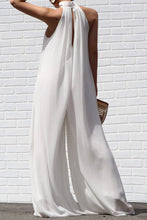 Load image into Gallery viewer, Bohemian White High Neck Band Long Wide Leg Jumpsuit