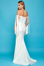 Load image into Gallery viewer, Sicilian White Off Shoulder Tie Sleeve Trumpet Gown