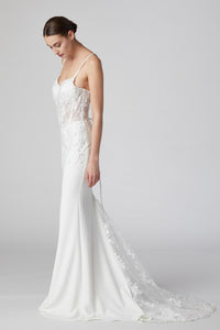 Crystal Lace Sleeveless Off White Illusion Top Wedding Gown
