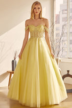 Load image into Gallery viewer, Dreamy Corset Style Tulle Yellow Strapless Gown