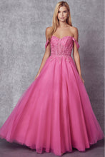 Load image into Gallery viewer, Dreamy Corset Style Tulle Pink Strapless Gown