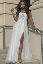Load image into Gallery viewer, Lace Embroidered White Illusion Sweetheart Line Bridal Gown