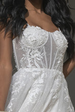 Load image into Gallery viewer, Swan White Illusion Top A-Line Glitter Dress