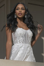 Load image into Gallery viewer, Lace Embroidered White Illusion Sweetheart Line Bridal Gown