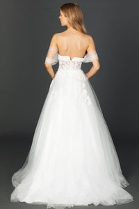 Sweetheart White Corset Top Tulle Glitter Wedding Gown