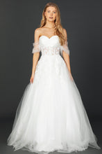 Load image into Gallery viewer, Sweetheart White Corset Top Tulle Glitter Wedding Gown