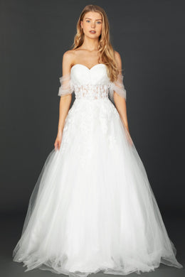 Sweetheart White Corset Top Tulle Glitter Wedding Gown