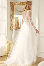Load image into Gallery viewer, Lace Long Sleeve White Chiffon A-Line Bridal Gown