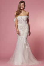 Load image into Gallery viewer, Sweetheart White Off Shoulder Lace Illusion Mermaid Tulle Gown