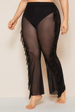 Load image into Gallery viewer, Plus Size Black Sheer Ruffled Pants