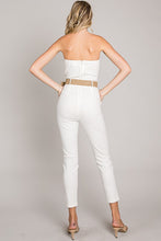 Load image into Gallery viewer, Sweetheart Neck Belted White Strapless Jumpsuit