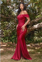 Load image into Gallery viewer, Beautiful Red Off Shoulder Sweetheart Neck Line High Slit Gown