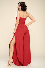 Load image into Gallery viewer, Strapless Black High Slit Jumpsuit