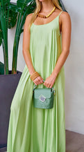 Load image into Gallery viewer, Oversized Neon Green Satin Casual Sleeveless Maxi Dress