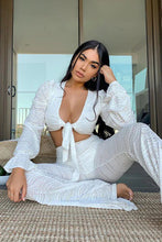 Load image into Gallery viewer, Vacay Vibes White Lace Crochet Wide Leg Jumpsuit