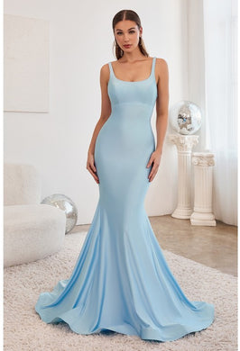 Fabulous Light Blue Sleeveless Bodycon Elegant Mermaid Gown