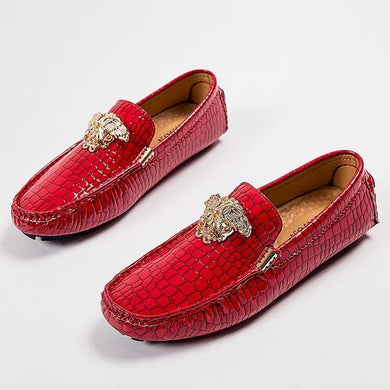 Men's Formal Red Patent Leather Moccasin Style Loafer Shoes