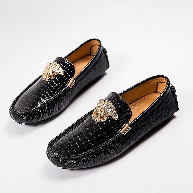 Men's Black Formal Patent Leather Moccasin Style Loafer Shoes
