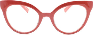 Cat Eye Women's Reading Coral Red Glasses