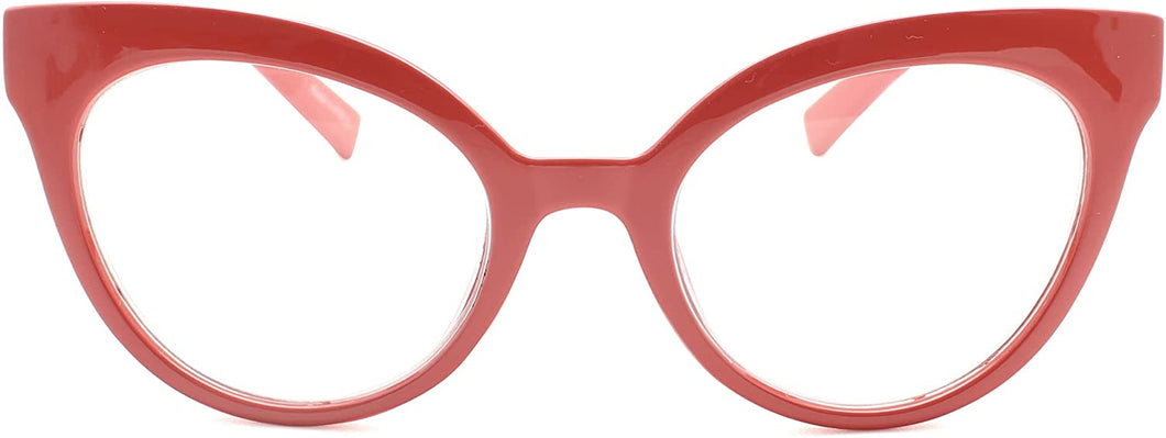 Cat Eye Women's Reading Coral Red Glasses
