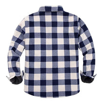 Load image into Gallery viewer, Men&#39;s Navy Plaid Warm Sherpa Lined Fleece Jacket
