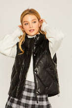 Load image into Gallery viewer, High Collared Black Diamond Padded Puffer Jacket Vest