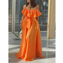 Load image into Gallery viewer, Chic Yellow Ruffled Summer Sleeveless Maxi Dress