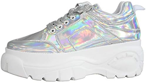 Chic & Fashionable Reflective Silver Chunky Platform Sneakers