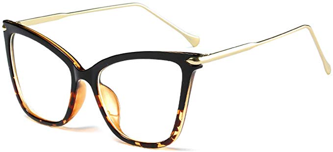 Antonia Ombre Tortoise Brown Cat Eye Metal Clear Lens Eyeglasses