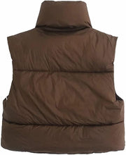 Load image into Gallery viewer, Outerwear Brown Lightweight Sleeveless Women&#39;s Puffer Vest