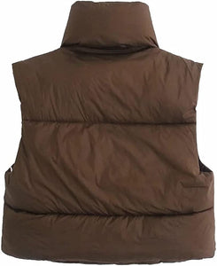 Outerwear Brown Lightweight Sleeveless Women's Puffer Vest
