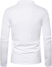 Load image into Gallery viewer, Men&#39;s White Casual Long Sleeve Henley Shirt