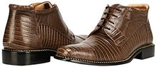 Load image into Gallery viewer, Men&#39;s Brown Leather Lizard Style Lace Up Ankle Dress Boots