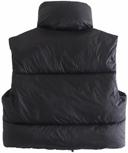 Outerwear Black Lightweight Sleeveless Women's Puffer Vest