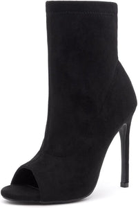 Stylish Black Peep Toe Heeled Fashion Ankle Boots