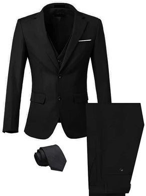 Barcello 3pc Men's Black Blazer Tie Pants Suit Set