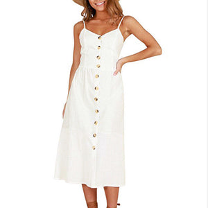 Casual Chic White Button Down Midi Dress