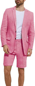 Summer Beach Dark Pink Blazer Short Pants 2 Pieces Men's Suit
