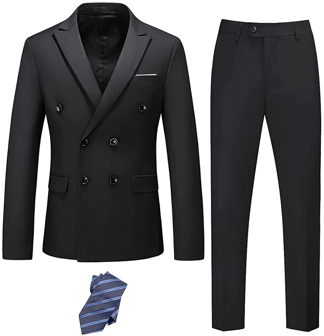 Miami Style Black Double Breasted 2 Piece Men's Suit