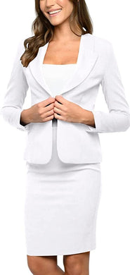 Formal White 2pc Blazer Jacket and Pencil Skirt Set