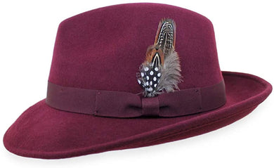Men's Burgundy Pure Wool Vintage Style Hat