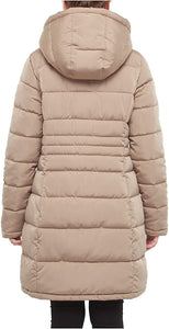 Winter Ice Coffee Faux Fur Lined Hood Long Puffer Jacket