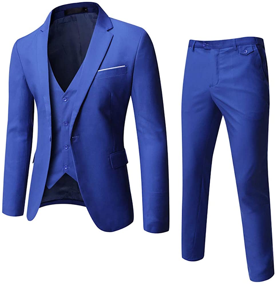 One Button Royal Blue Tuxedo 3-Piece Men’s Suit