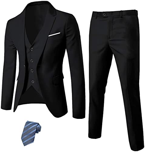 Men's Barcelona Black 3pc Slim Fit Suit Set
