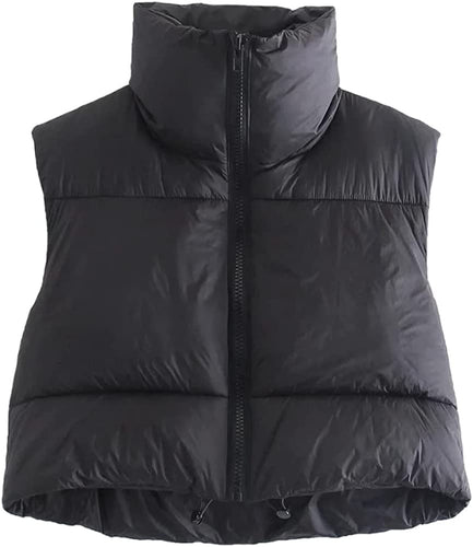 Outerwear Black Lightweight Sleeveless Women's Puffer Vest