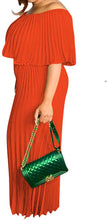 Load image into Gallery viewer, Plus Size Orange Pleated Off Shoulder Jumpsuit