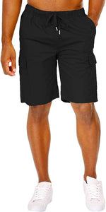Classic Loose Fit Black Multi Pockets Men's Cargo Shorts