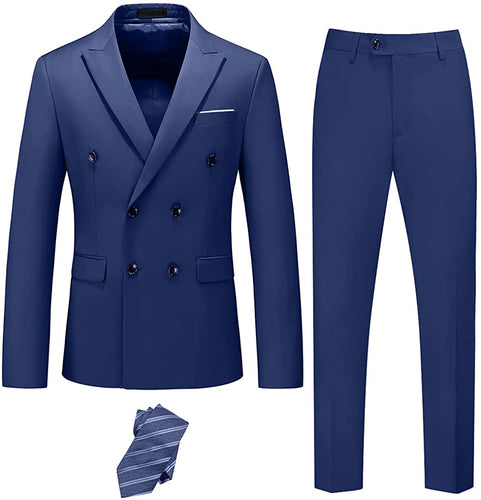 Miami Style Deep Blue Double Breasted 2 Piece Men's Suit