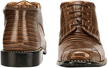 Load image into Gallery viewer, Men&#39;s Brown Leather Lizard Style Lace Up Ankle Dress Boots