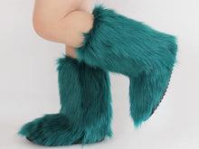 Load image into Gallery viewer, Beautiful Green Furry Fluffy Mid-Calf Snow Warm Boots